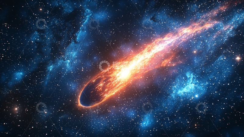 高清大图下载【趣麦麦图】燃烧陨石划过太空