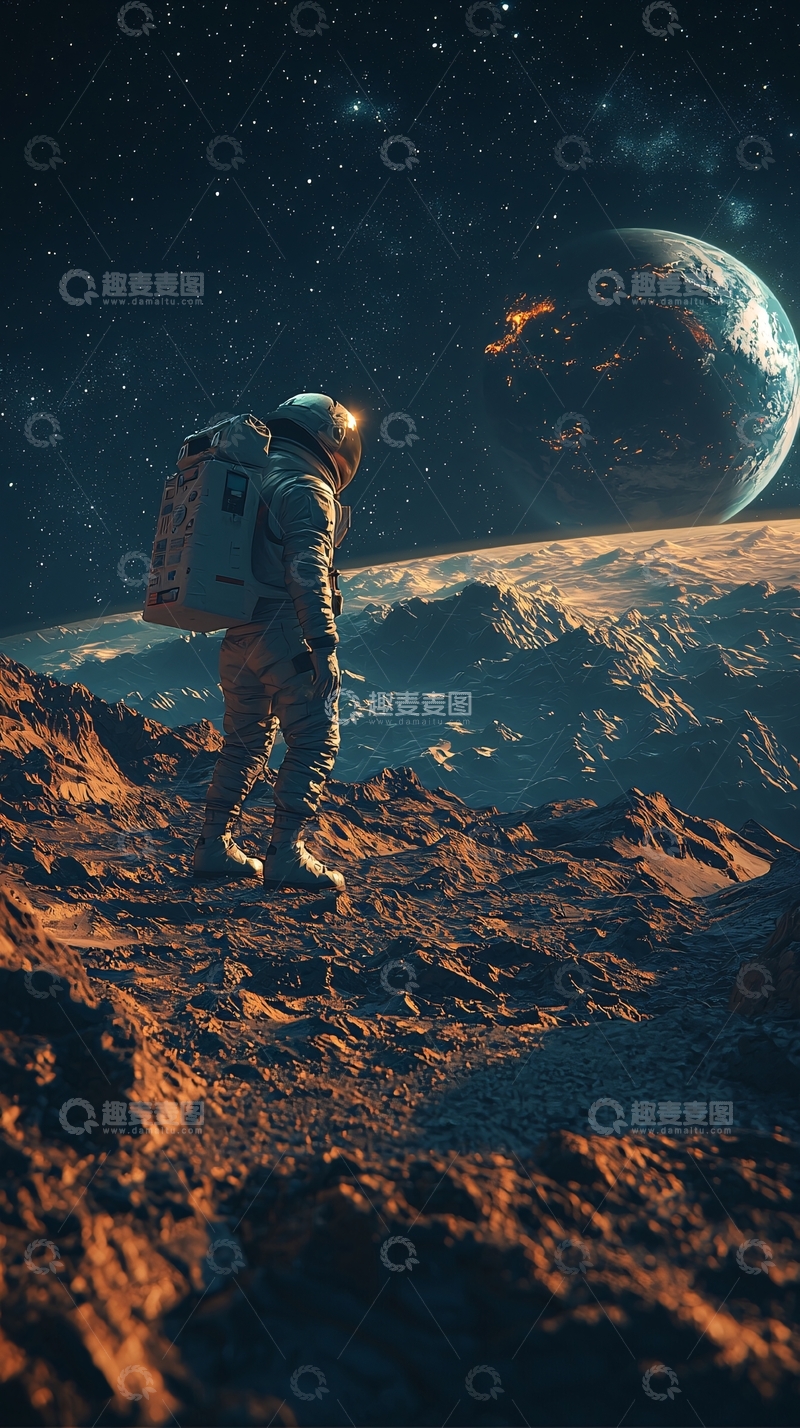 高清大图下载【趣麦麦图】宇航员太空星球风景