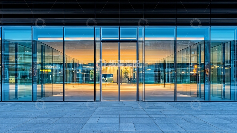 高清大图下载【趣麦麦图】现代化玻璃幕墙大楼入口