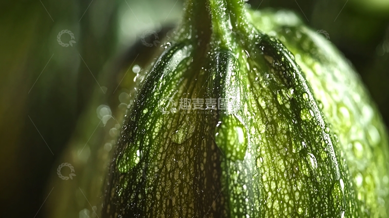 高清大图下载【趣麦麦图】清晨露珠沾湿的南瓜花苞