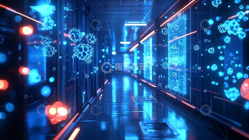 高清大图下载【趣麦麦图】科技感数据中心走廊