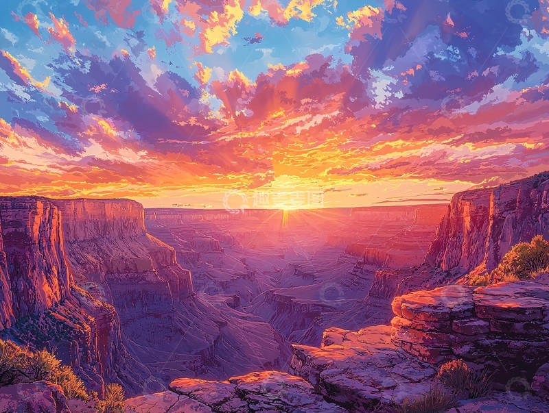 高清大图下载【趣麦麦图】壮丽的峡谷日落