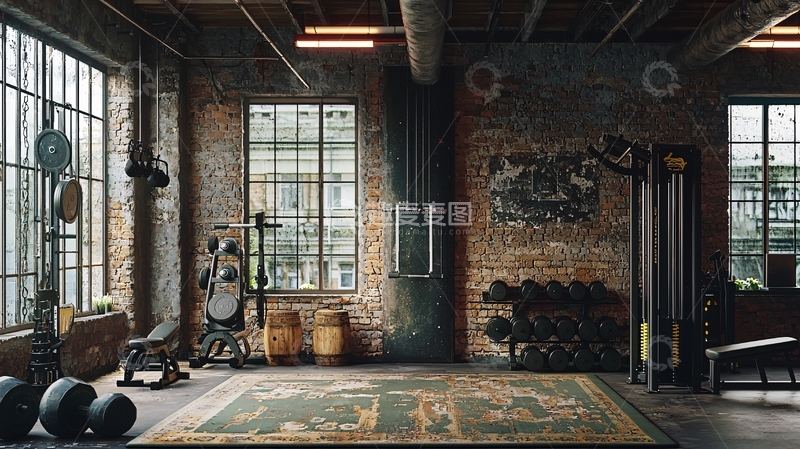 高清大图下载【趣麦麦图】复古工业风健身房