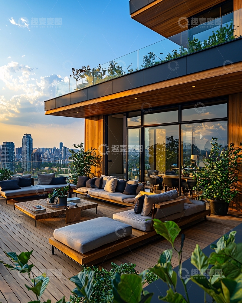 高清大图下载【趣麦麦图】现代风格顶层公寓露台