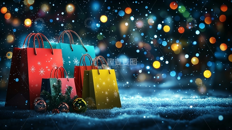 高清大图下载【趣麦麦图】圣诞节购物袋