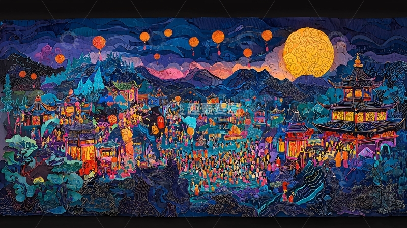 高清大图下载【趣麦麦图】夜幕下的梦幻山城