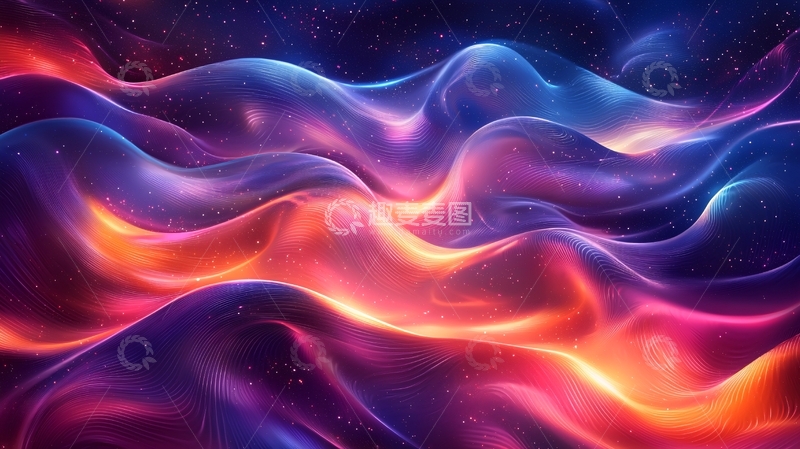 高清大图下载【趣麦麦图】绚丽多彩的抽象波浪图案