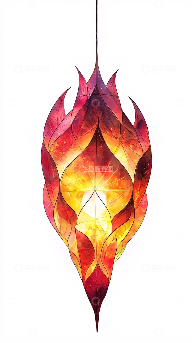 高清大图下载【趣麦麦图】火焰形状的红色吊灯