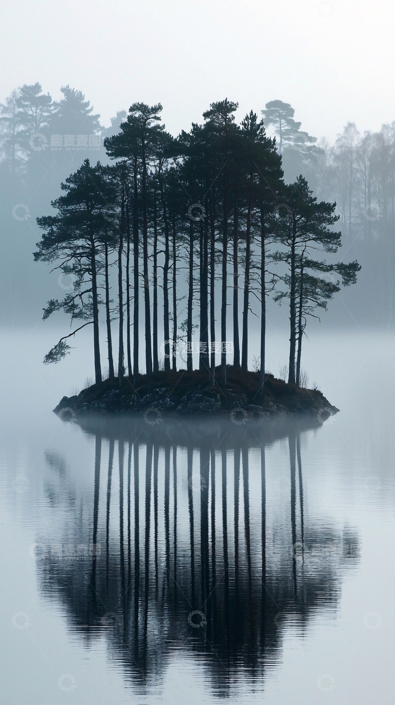 高清大图下载【趣麦麦图】湖中孤岛