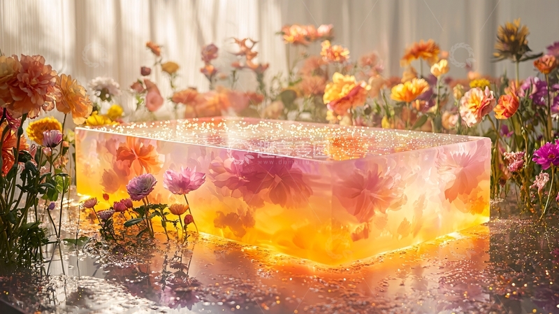 高清大图下载【趣麦麦图】冰块里的鲜花