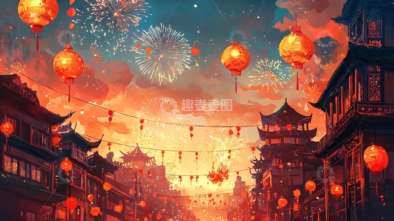高清大图下载【趣麦麦图】烟火璀璨的中国古城