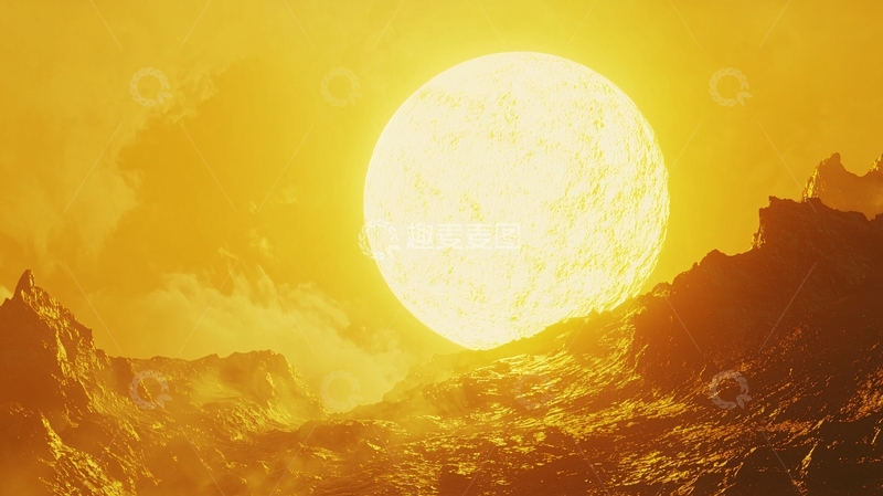 高清大图下载【趣麦麦图】巨大金色圆形太阳