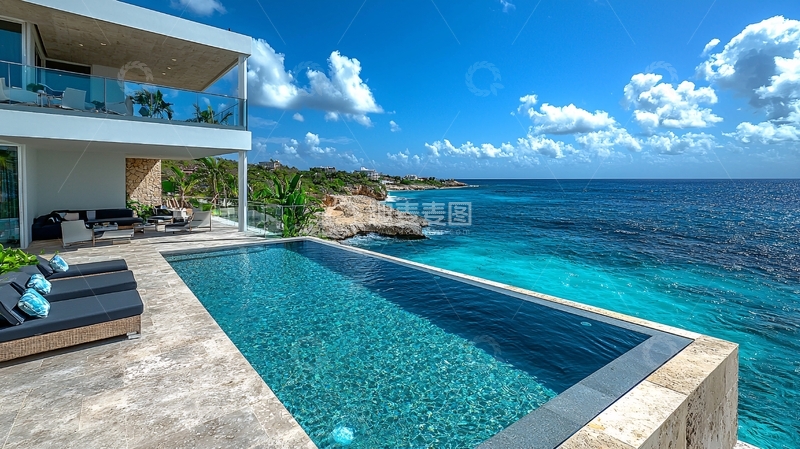 高清大图下载【趣麦麦图】海景别墅泳池
