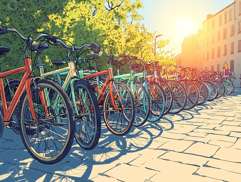 高清大图下载【趣麦麦图】排列整齐的自行车