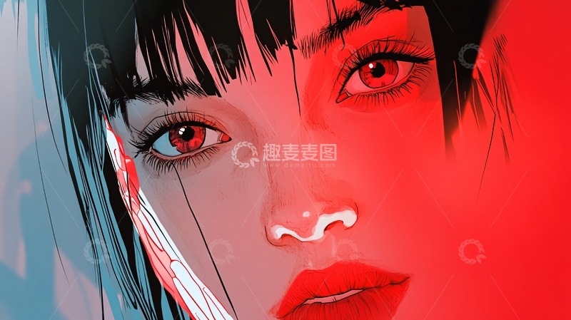 高清大图下载【趣麦麦图】红眼女孩