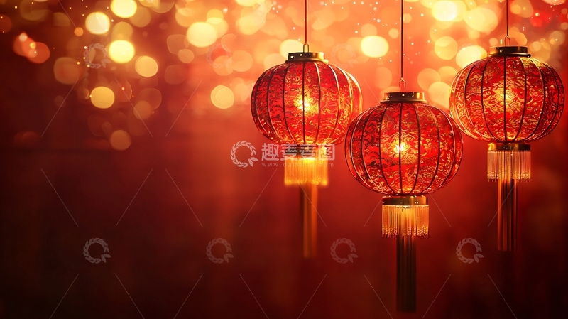 高清大图下载【趣麦麦图】红色灯笼喜庆背景