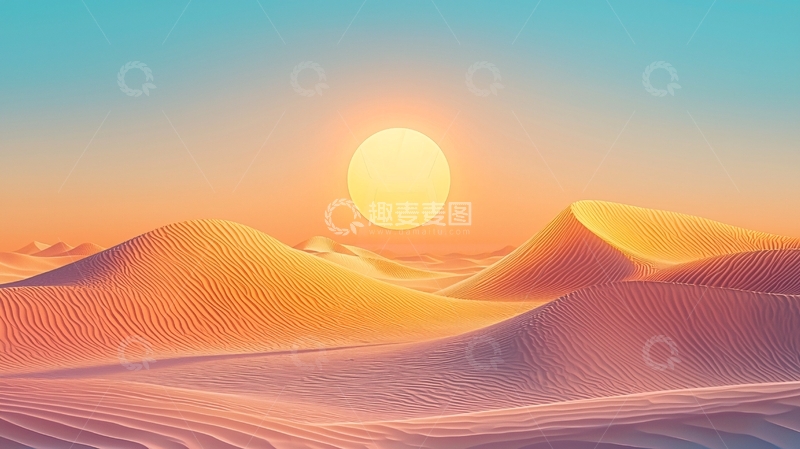 高清大图下载【趣麦麦图】沙漠日落