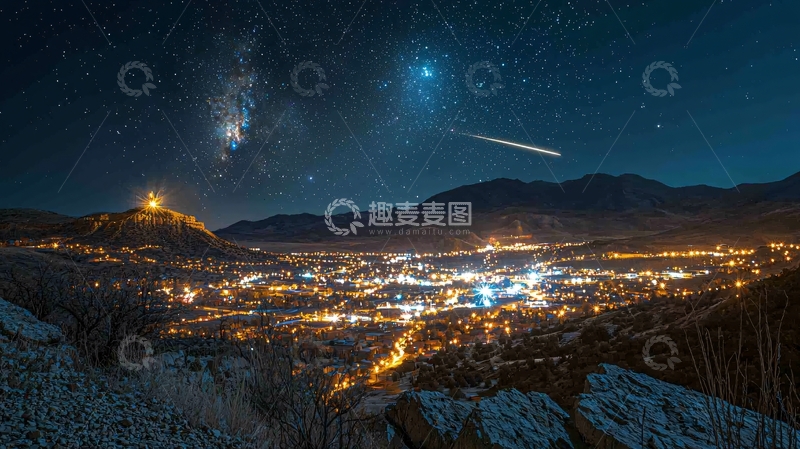 高清大图下载【趣麦麦图】夜空下的山城夜景