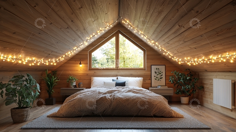 高清大图下载【趣麦麦图】木屋阁楼卧室