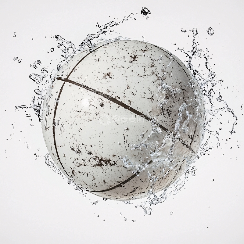 高清大图下载【趣麦麦图】水花四溅的破旧篮球