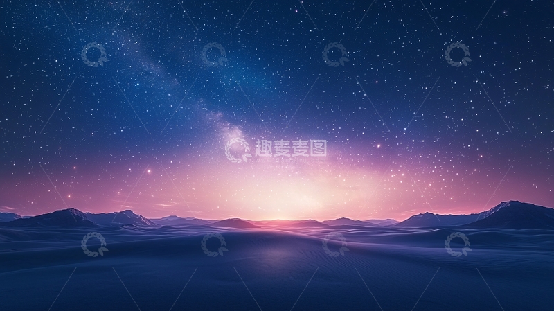 高清大图下载【趣麦麦图】壮丽星空下的山脉景色
