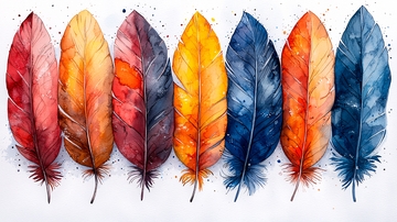 彩色羽毛水彩画