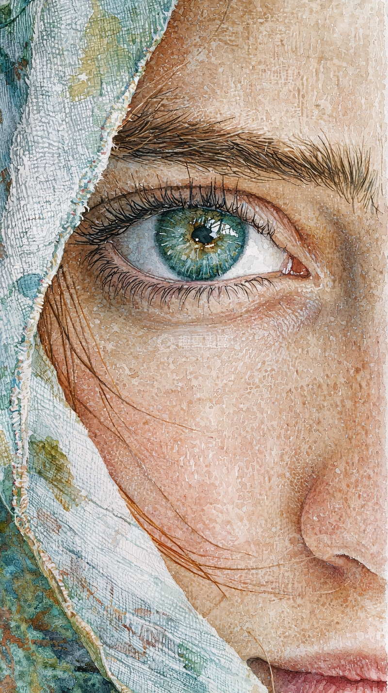 高清大图下载【趣麦麦图】绿眼睛女人特写