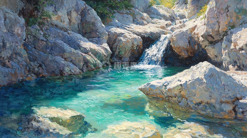 高清大图下载【趣麦麦图】清澈溪流岩石景观