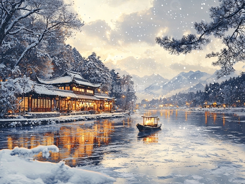 高清大图下载【趣麦麦图】冬日雪景古建筑