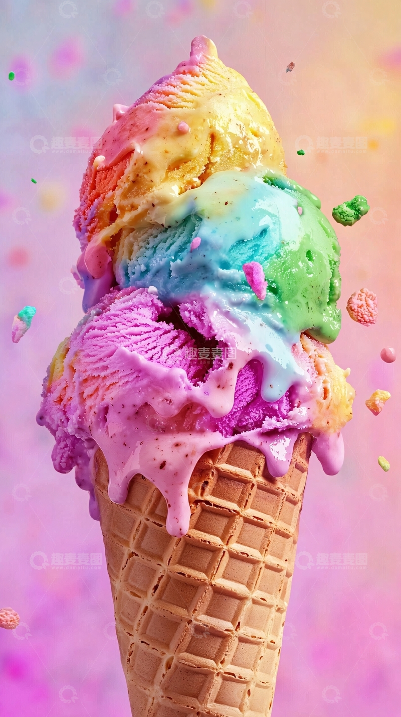 高清大图下载【趣麦麦图】彩虹冰淇淋圣代