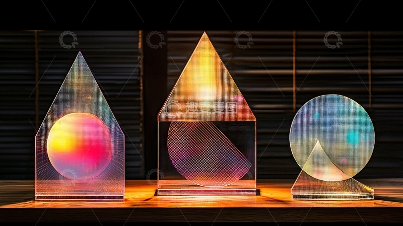 高清大图下载【趣麦麦图】透明几何光影灯饰