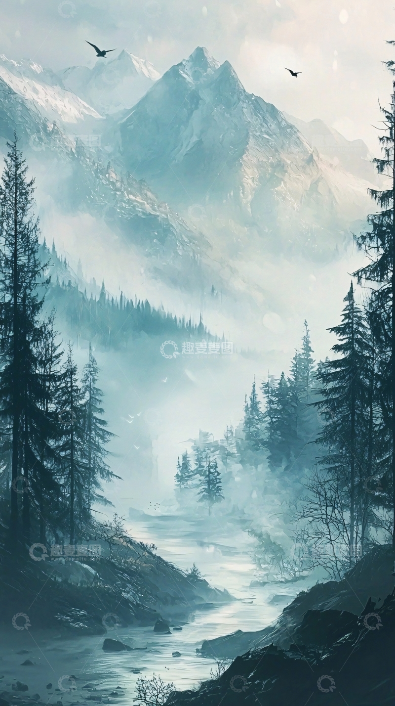 高清大图下载【趣麦麦图】雾气山谷