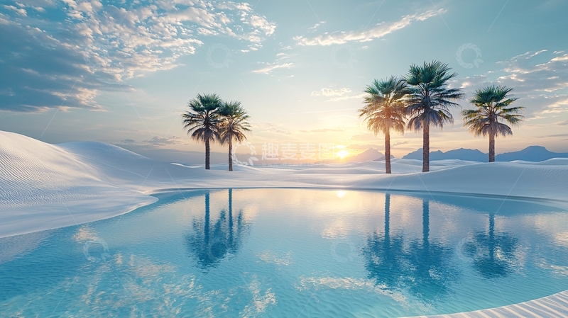 高清大图下载【趣麦麦图】冰雪覆盖的热带绿洲