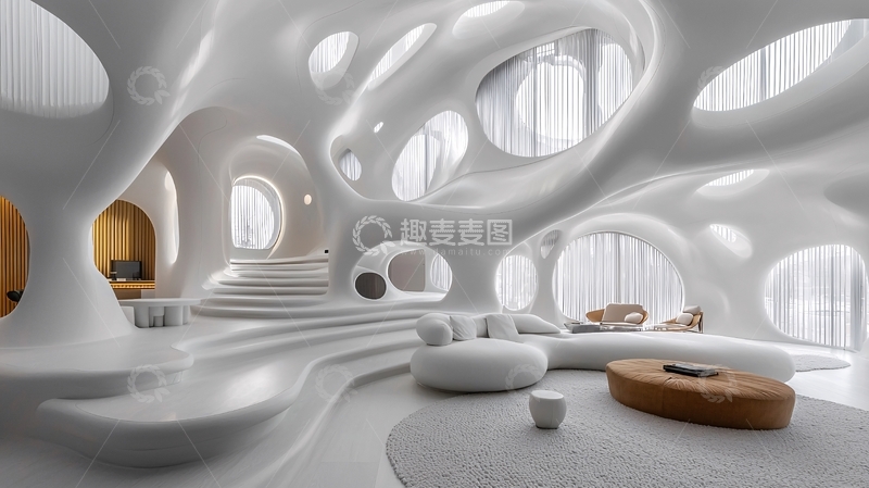 高清大图下载【趣麦麦图】流线型白色室内设计