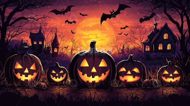 高清大图下载【趣麦麦图】万圣节南瓜灯17