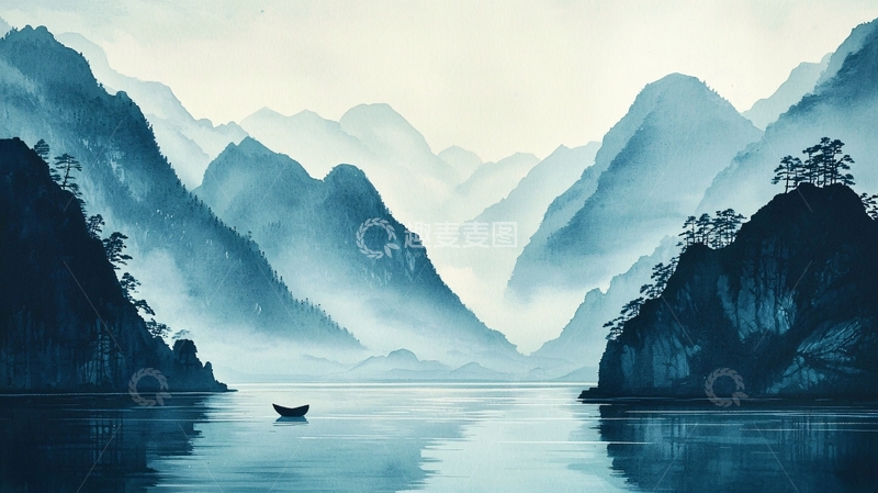 高清大图下载【趣麦麦图】水墨山水画214