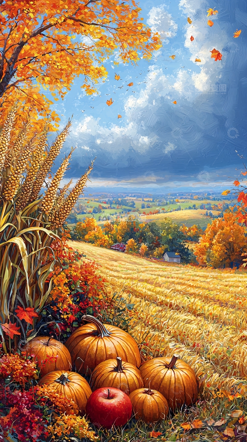 高清大图下载【趣麦麦图】秋季丰收的田园风光