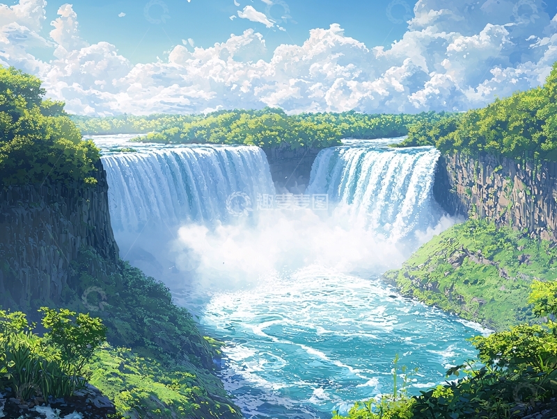 高清大图下载【趣麦麦图】壮丽瀑布高清图片