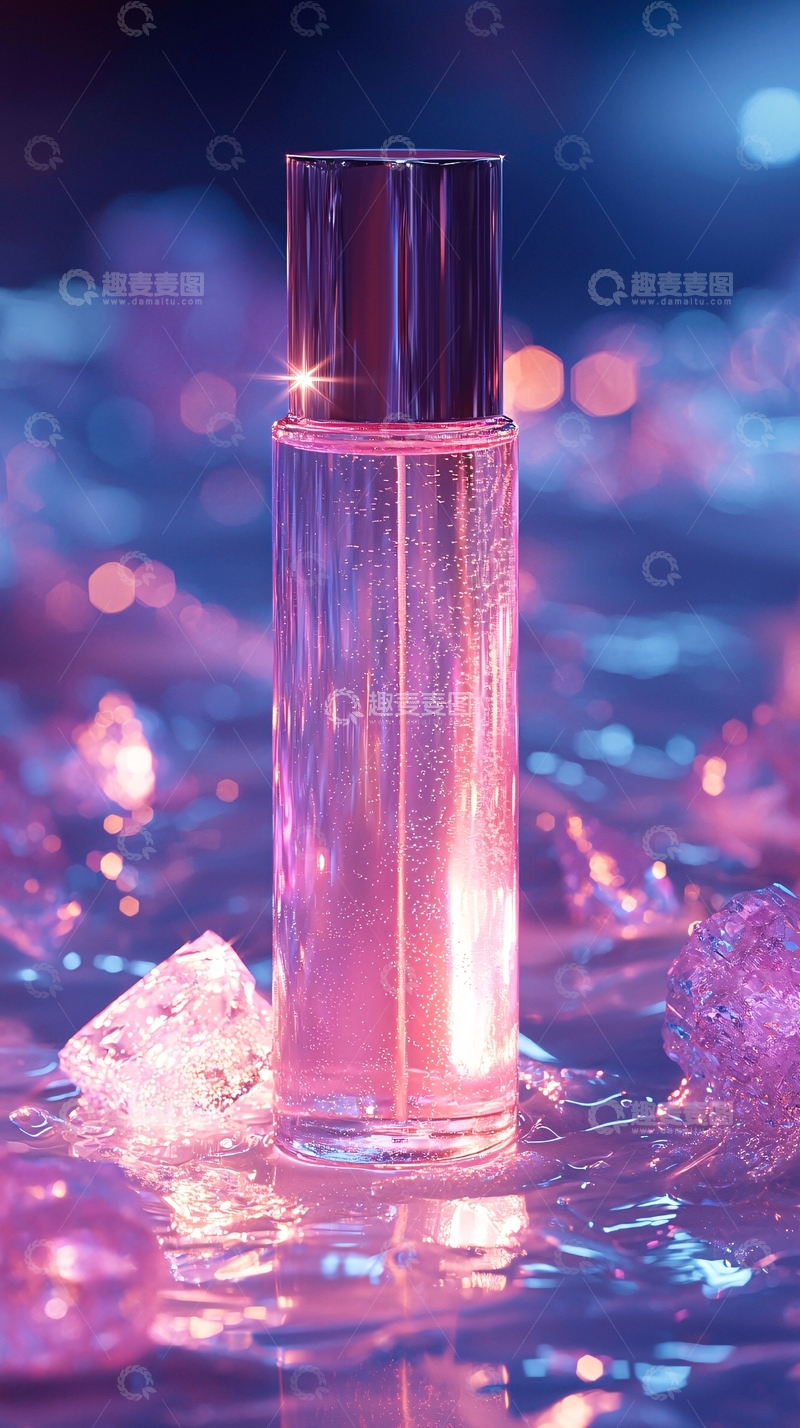 高清大图下载【趣麦麦图】粉色香水瓶在梦幻背景中