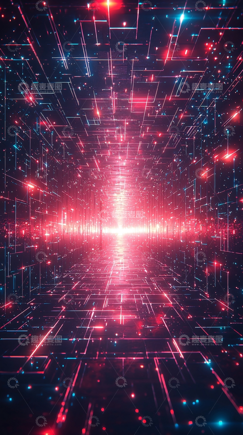 高清大图下载【趣麦麦图】科技感红色光线网络空间