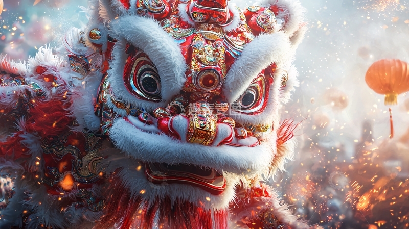 高清大图下载【趣麦麦图】舞狮表演特写