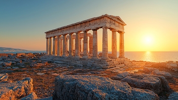 日出时分古希腊神庙