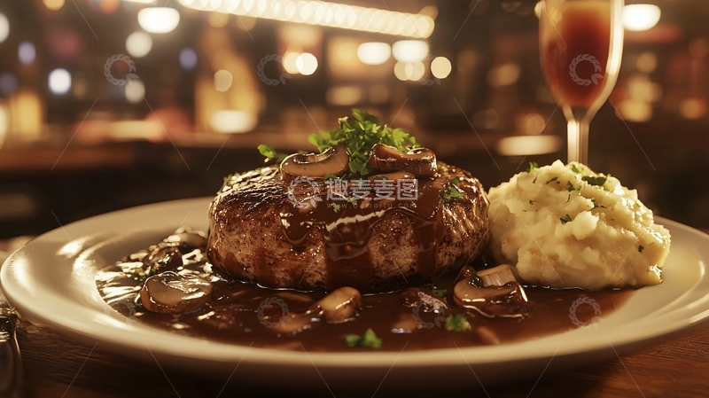 高清大图下载【趣麦麦图】美味牛排配土豆泥