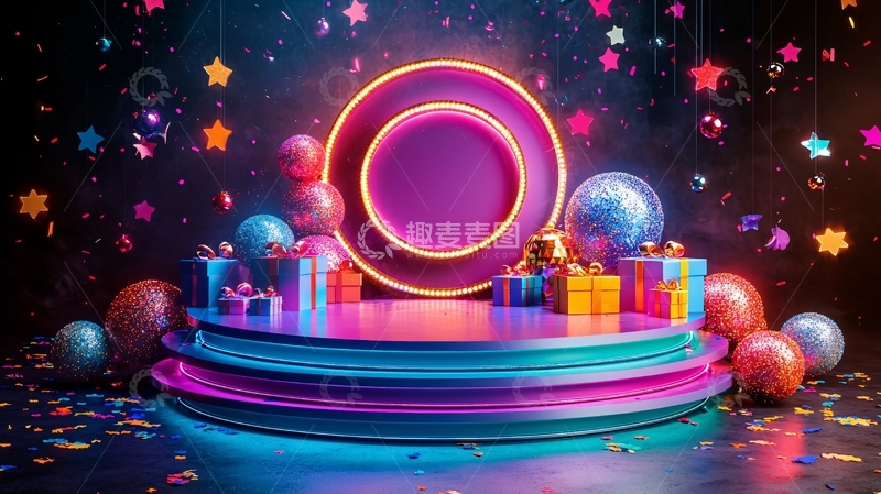 高清大图下载【趣麦麦图】霓虹灯梦幻舞台