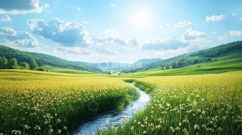 高清大图下载【趣麦麦图】阳光明媚的田园风光