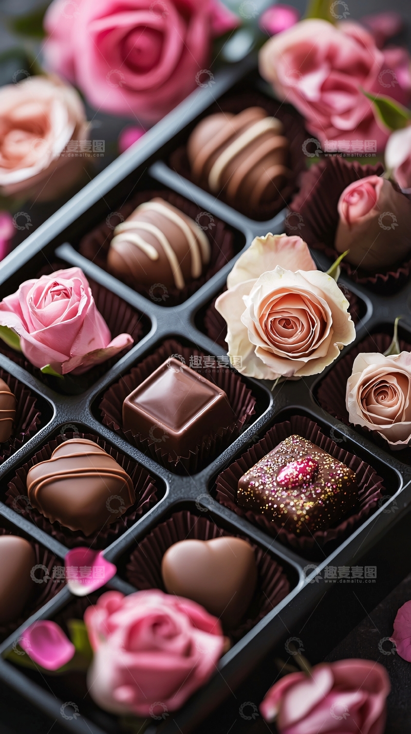 高清大图下载【趣麦麦图】巧克力玫瑰花礼盒