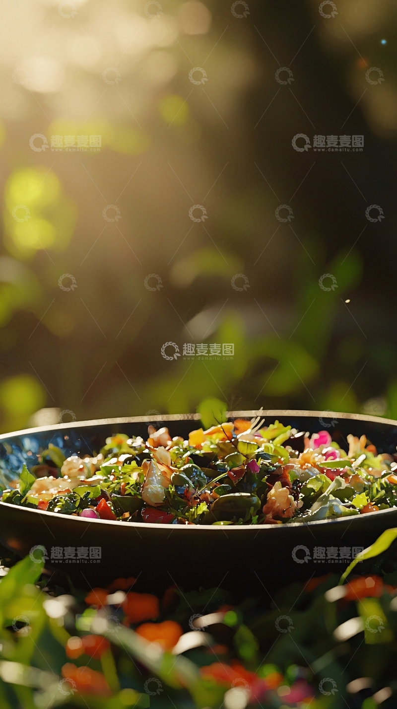 高清大图下载【趣麦麦图】阳光下盛放的美味沙拉