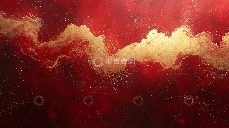 高清大图下载【趣麦麦图】红色金色抽象画