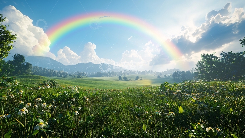 高清大图下载【趣麦麦图】彩虹田园风光