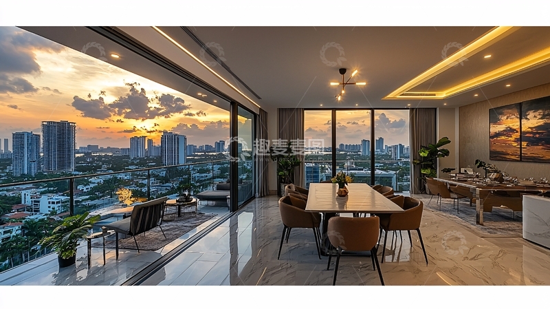 高清大图下载【趣麦麦图】现代都市高层公寓夜景